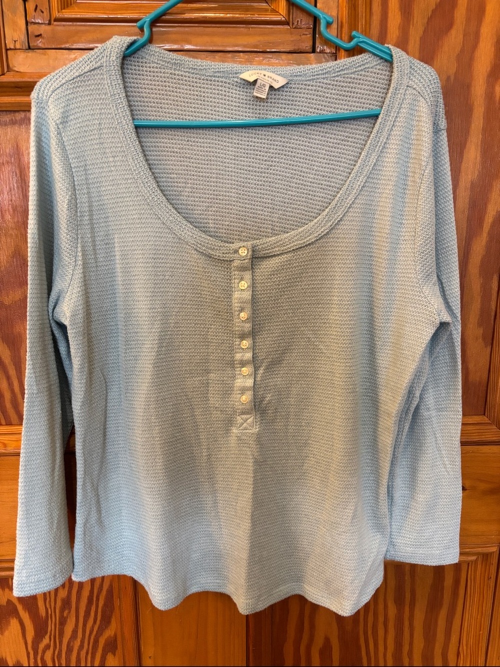 Lucky Brand Light Blue Henley Long Sleeve Top